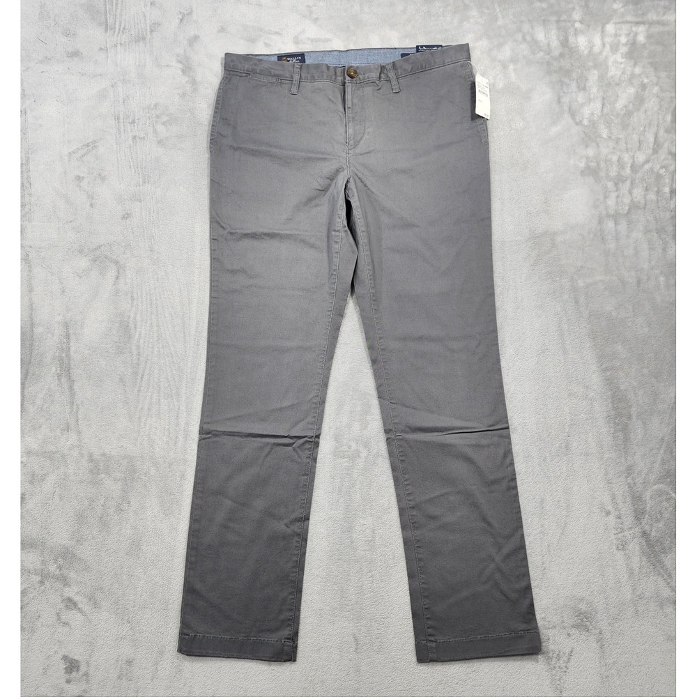 NEW Wallin & Bros. Pants Mens 36x32 Gray Stretch Flat Front Chino Casual Office